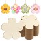 Wooden Flower Ornaments to Paint Spring Decoration Cutouts Unfinished 24PCS 3.5 x 3 inches, DIY Blank Unfinished Pumpkin Wood Discs Ornament for Home Crafts Hanging Easter St.Patricks Day Decoration